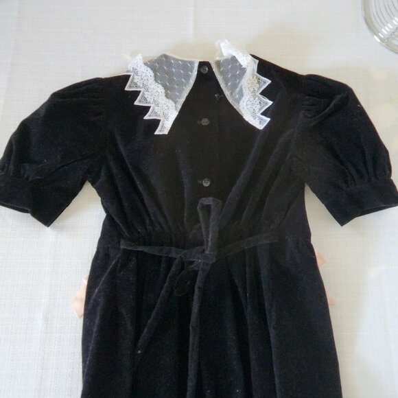 Vintage Celeste Originals 6X Girls Velvet Black Dress White Bib Holiday ILGWU - Picture 3 of 5